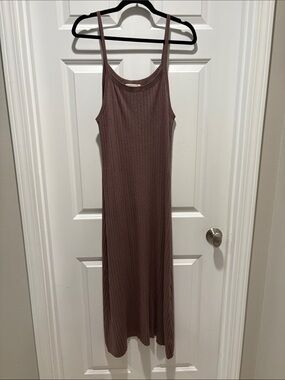 By Together Brown Ribbed Tank Maxi Dress